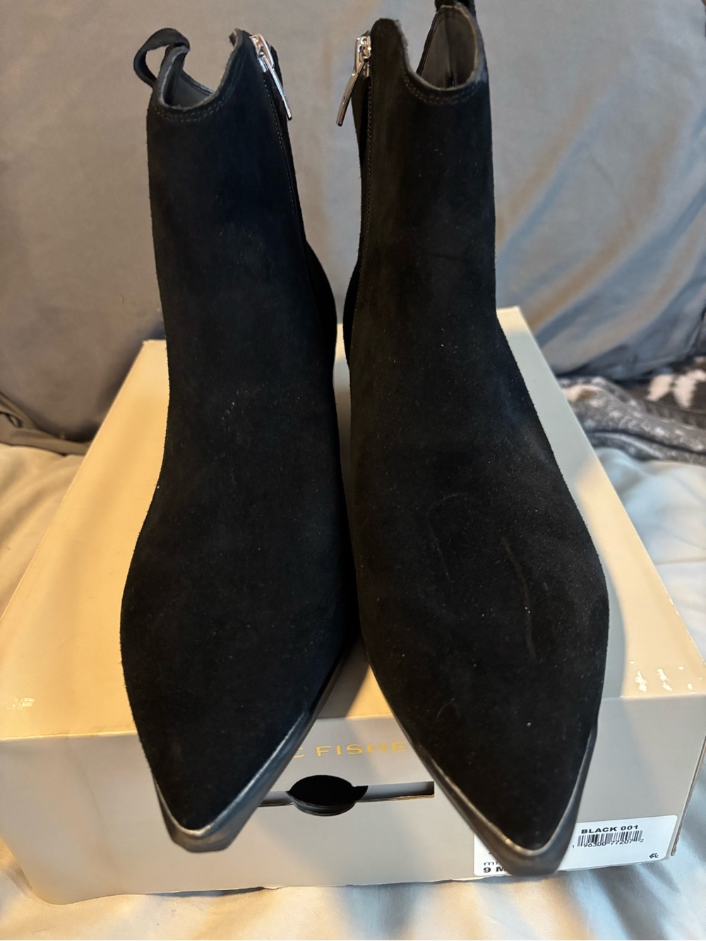 Marc Fisher Black Suede Pointed Toe Ankle Booties